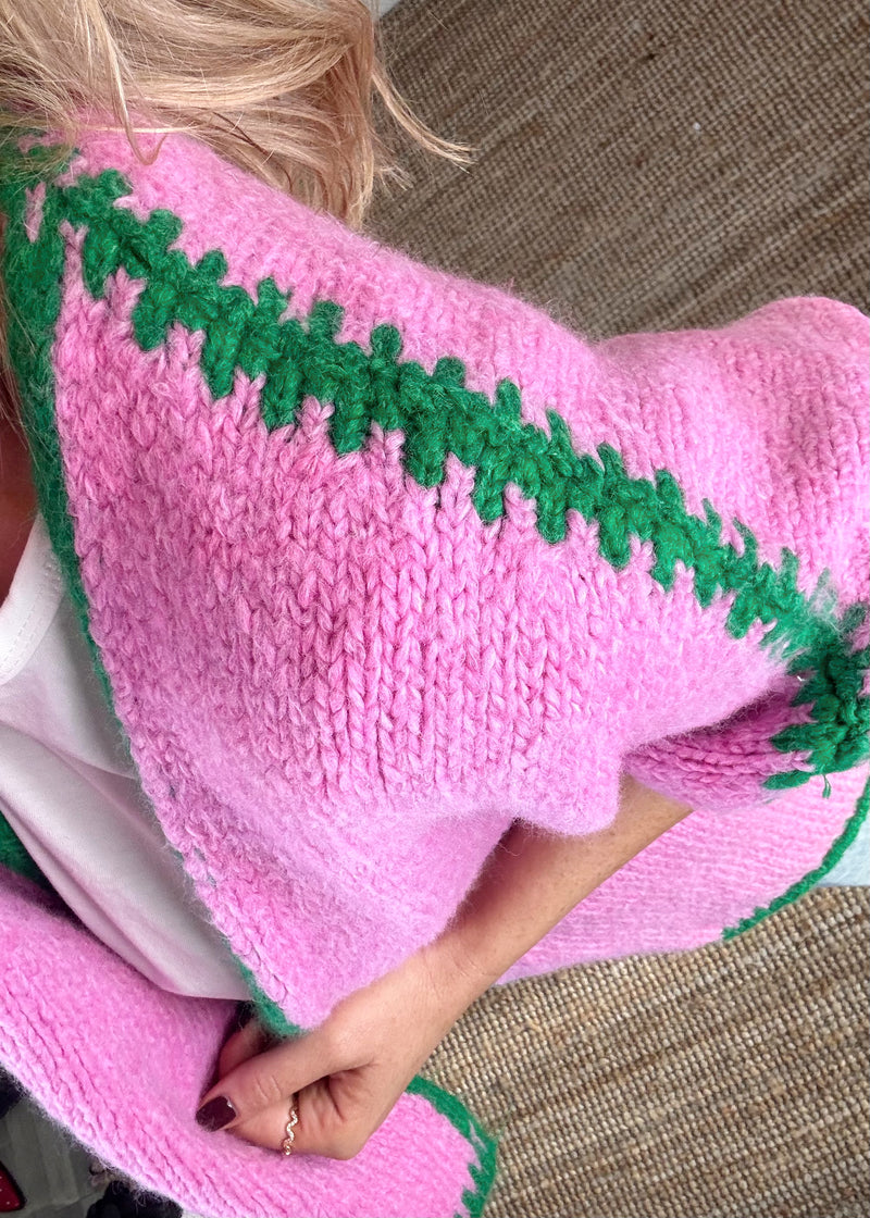 Ramona cardigan - bubblegum/green-The Style Attic