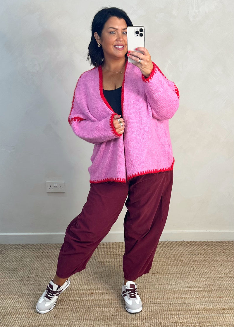 Ramona cardigan - pink/red-The Style Attic