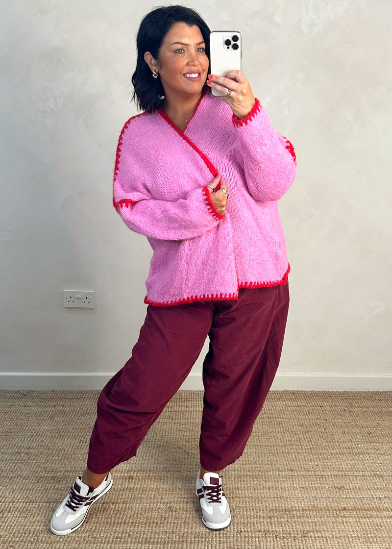 Ramona cardigan - pink/red-The Style Attic