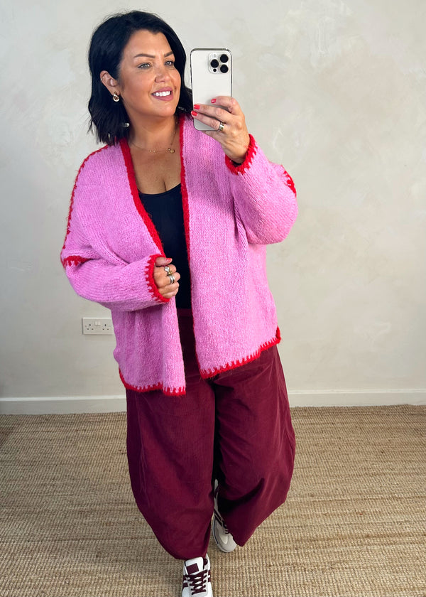 Ramona cardigan - pink/red-The Style Attic