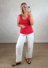 Raw edge ribbed vest - Raspberry – The Style Attic