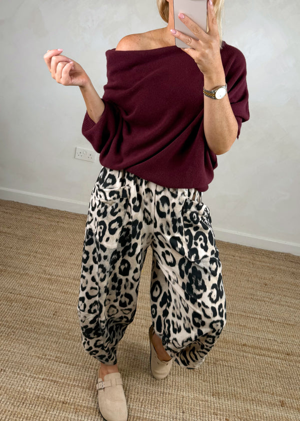 Raya asymmetric knit - Merlot-The Style Attic