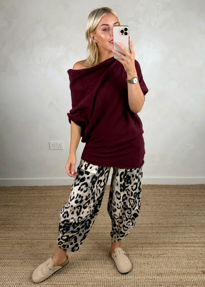 Raya asymmetric knit - Merlot-The Style Attic