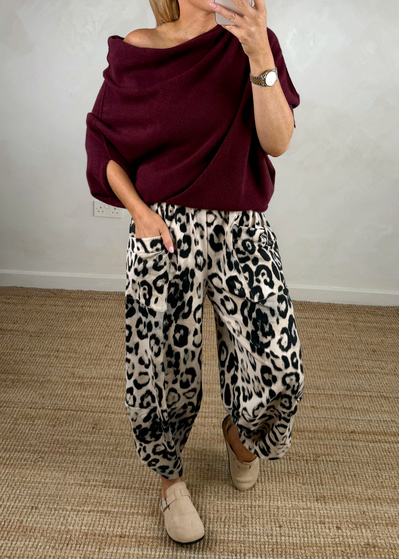 Raya asymmetric knit - Merlot-The Style Attic