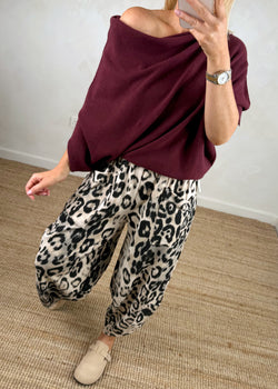Raya asymmetric knit - Merlot-The Style Attic