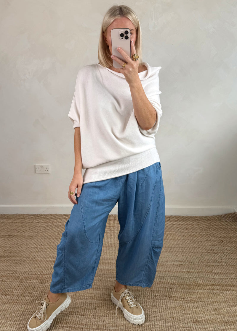Raya asymmetric knit - cream-The Style Attic