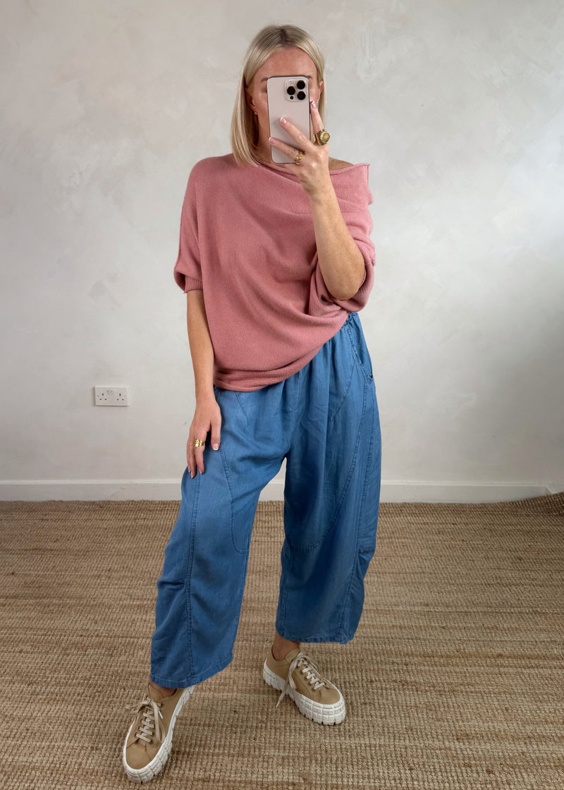 Raya asymmetric knit - rose pink-The Style Attic