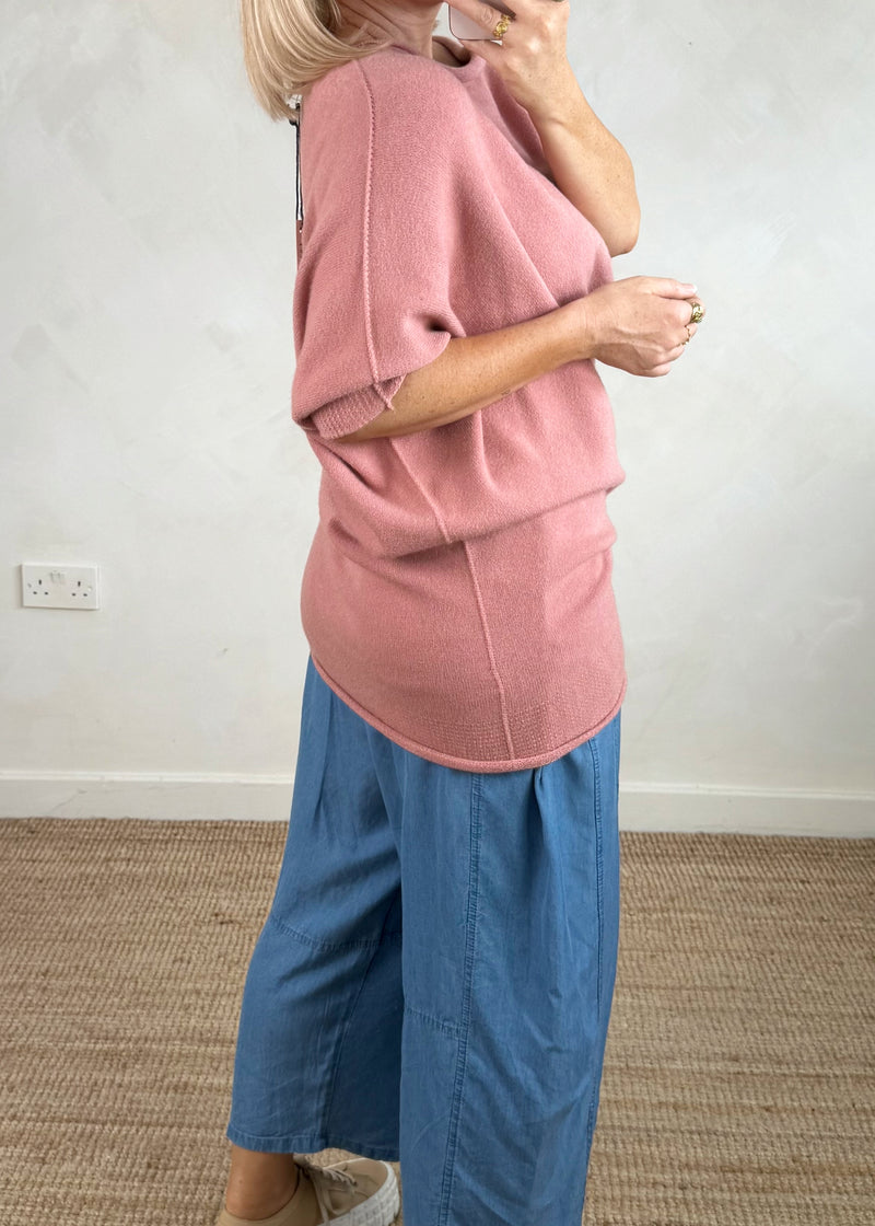 Raya asymmetric knit - rose pink-The Style Attic