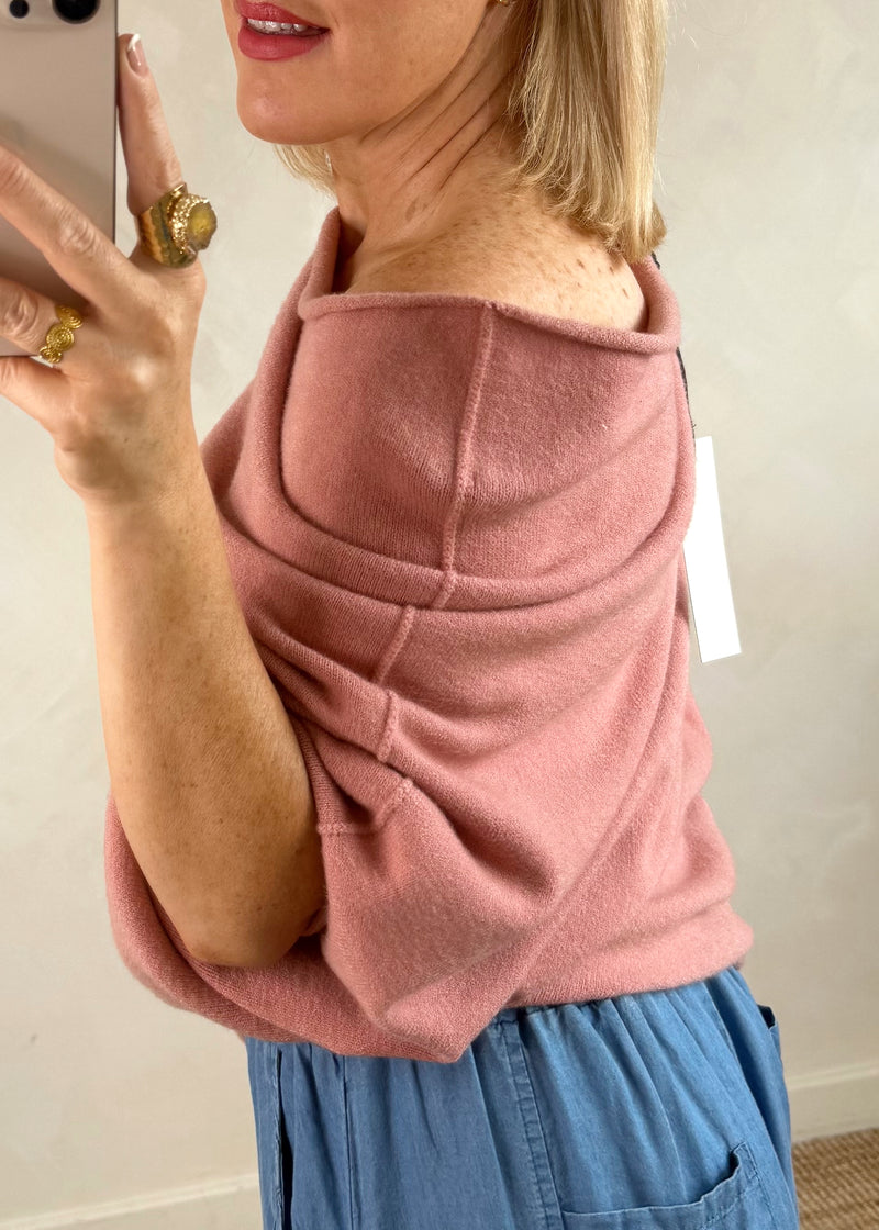 Raya asymmetric knit - rose pink-The Style Attic