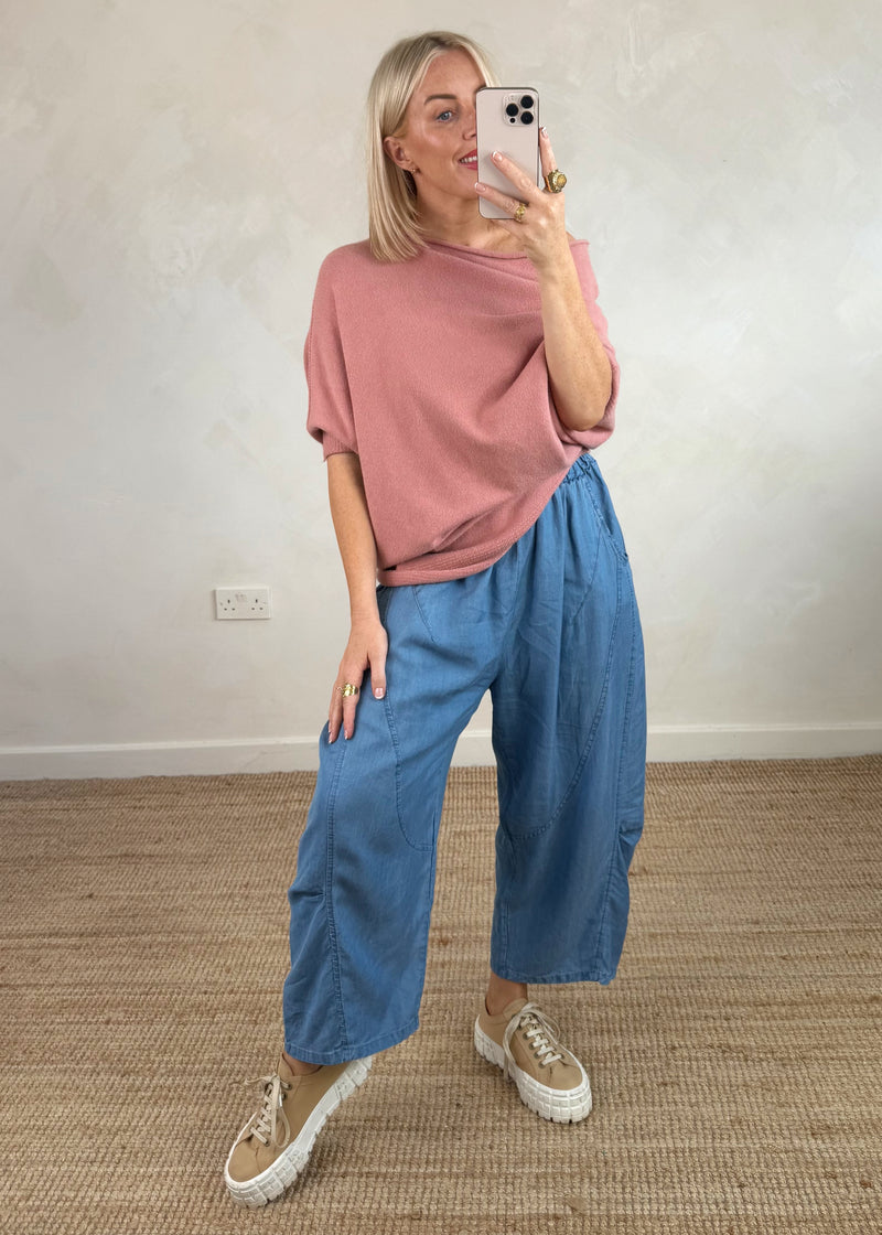 Raya asymmetric knit - rose pink-The Style Attic