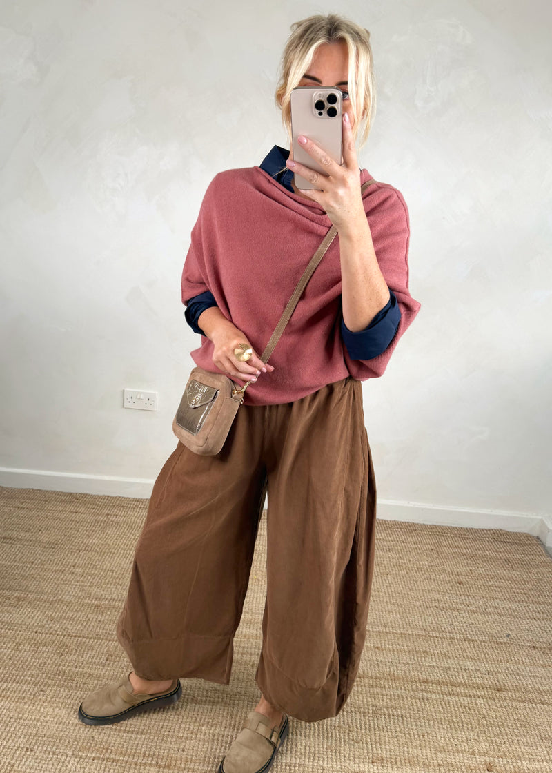 Raya asymmetric knit - rouge pink-The Style Attic