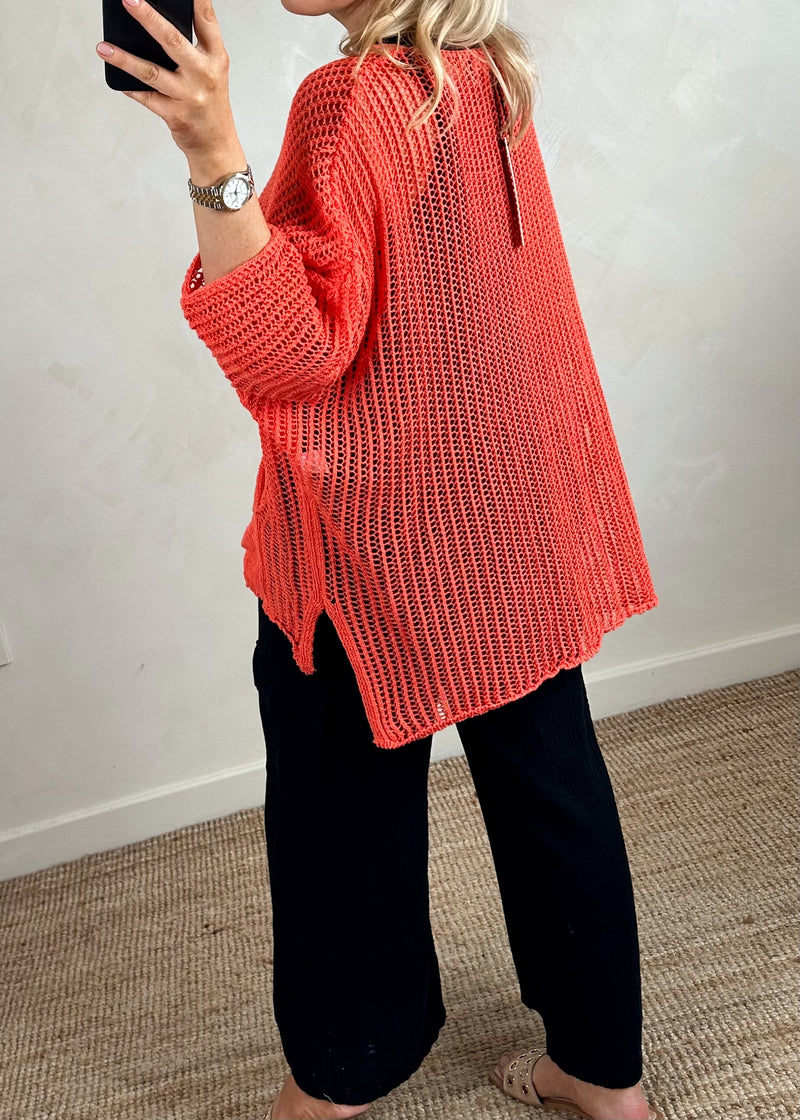 Raya loose knit - coral-The Style Attic