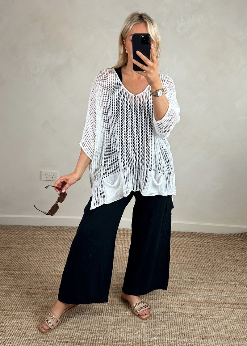 Raya loose knit - white-The Style Attic