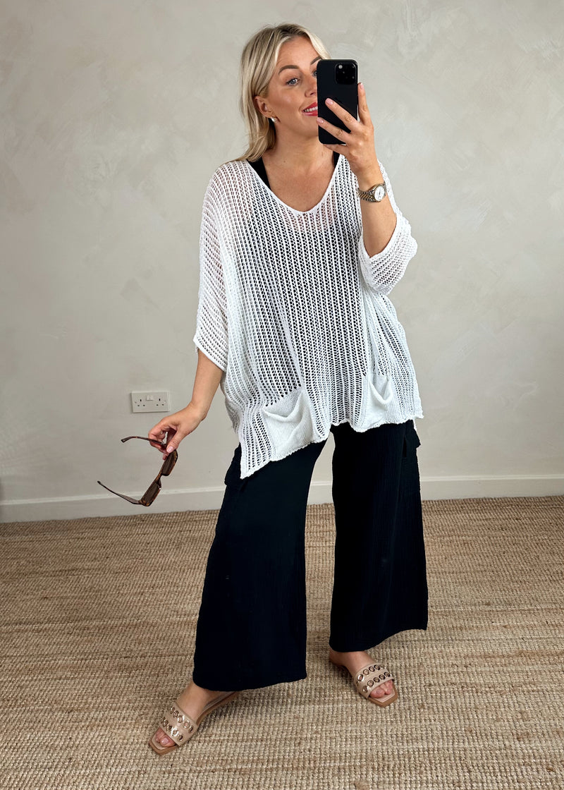 Raya loose knit - white-The Style Attic
