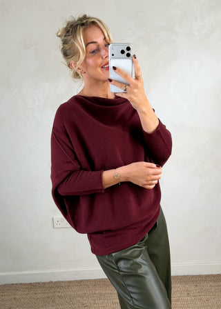 Rebecca slouch knit - Merlot-The Style Attic