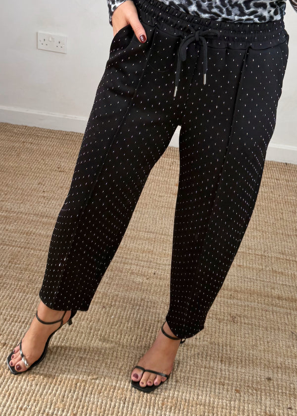 Rhinestone jogger - black-The Style Attic