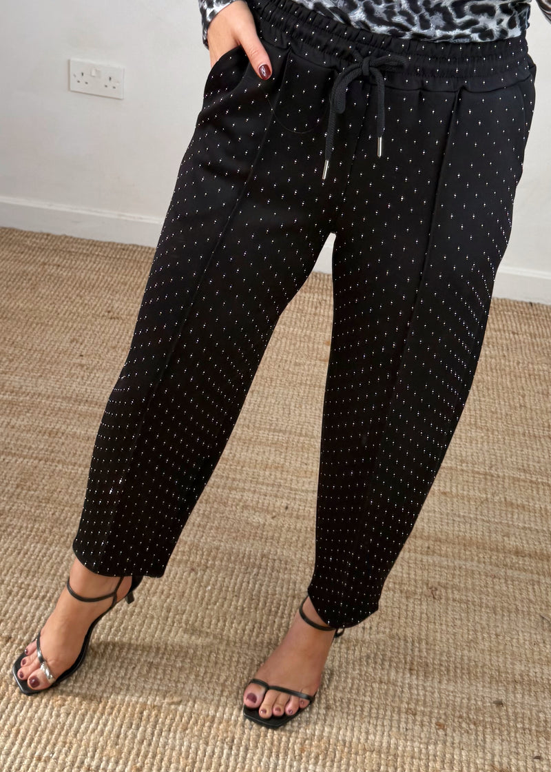 Rhinestone jogger - black-The Style Attic