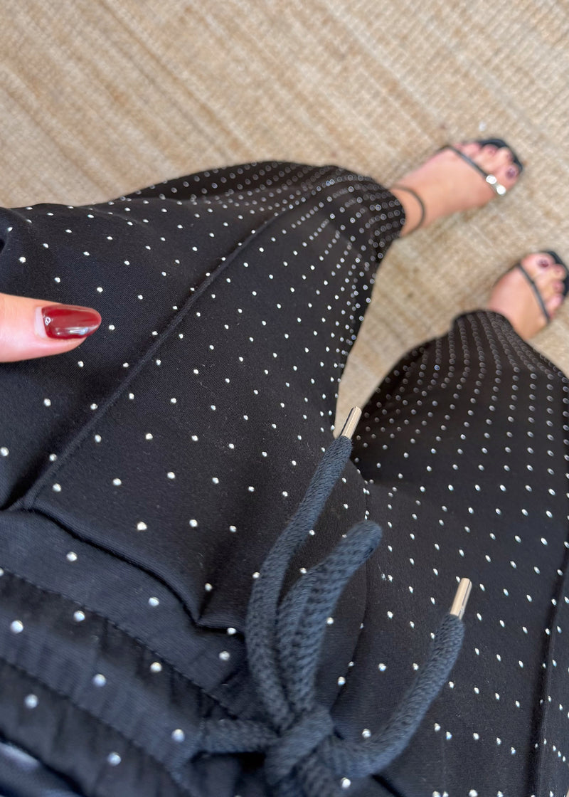 Rhinestone jogger - black-The Style Attic