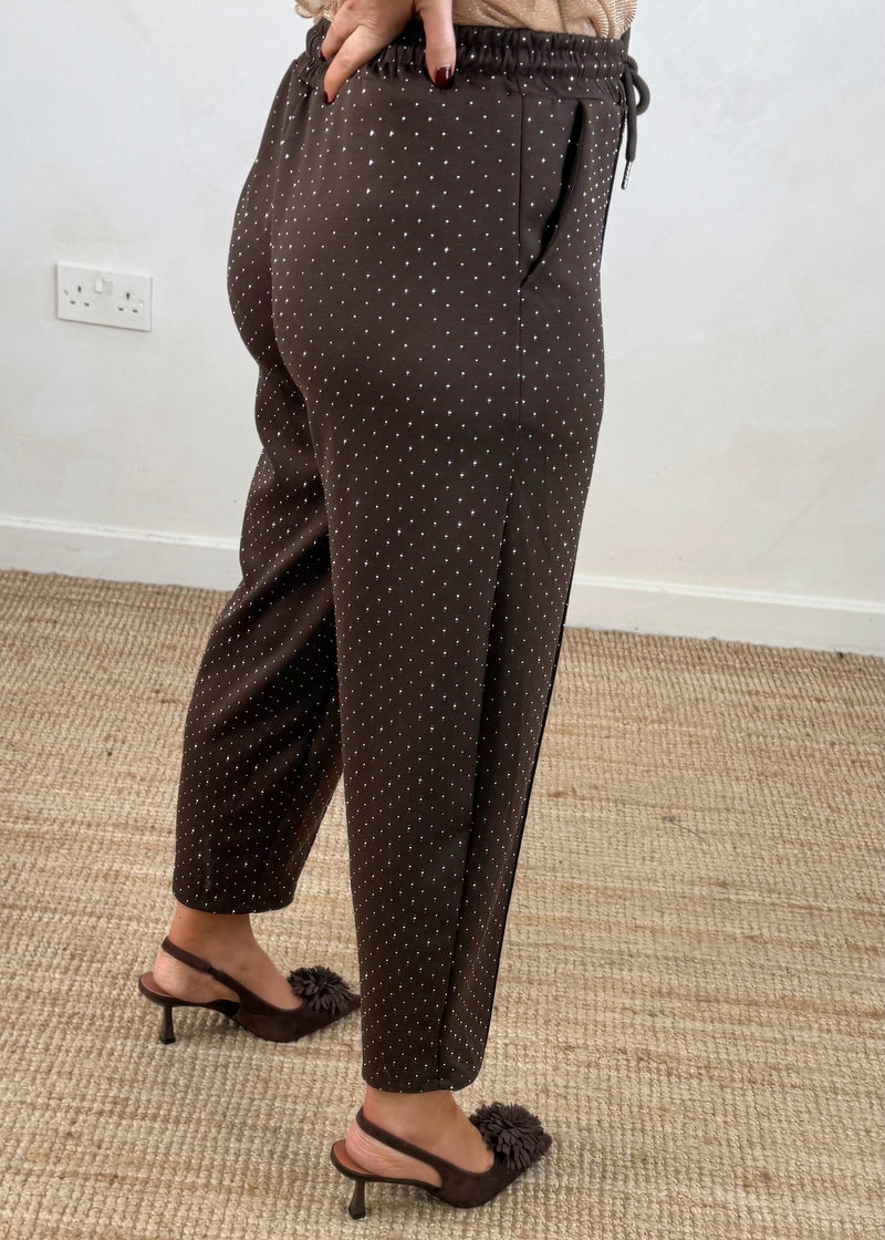 Rhinestone jogger - chocolate-The Style Attic