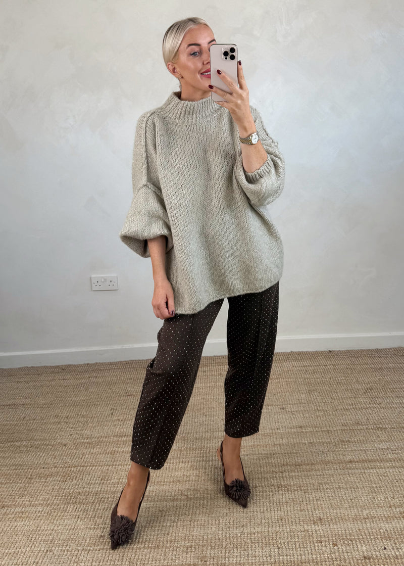 Rhinestone jogger - chocolate-The Style Attic
