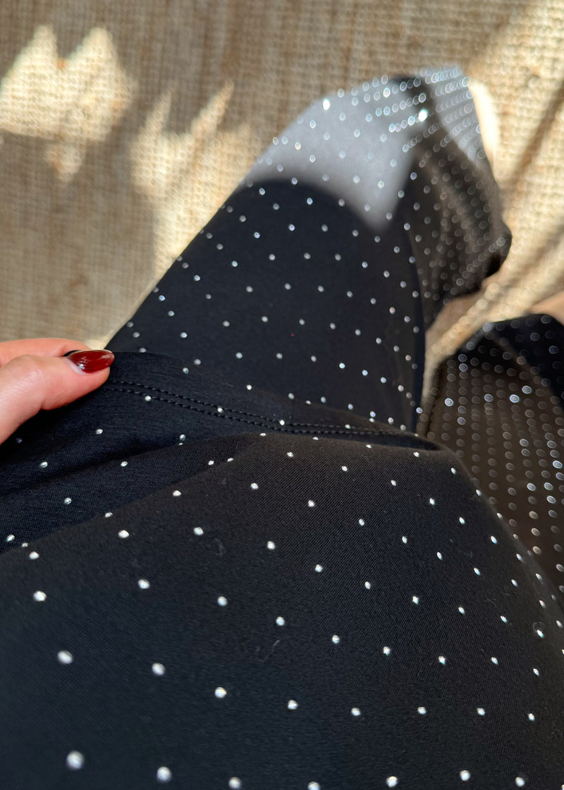 Rhinestone wide leg co-ord - black-The Style Attic