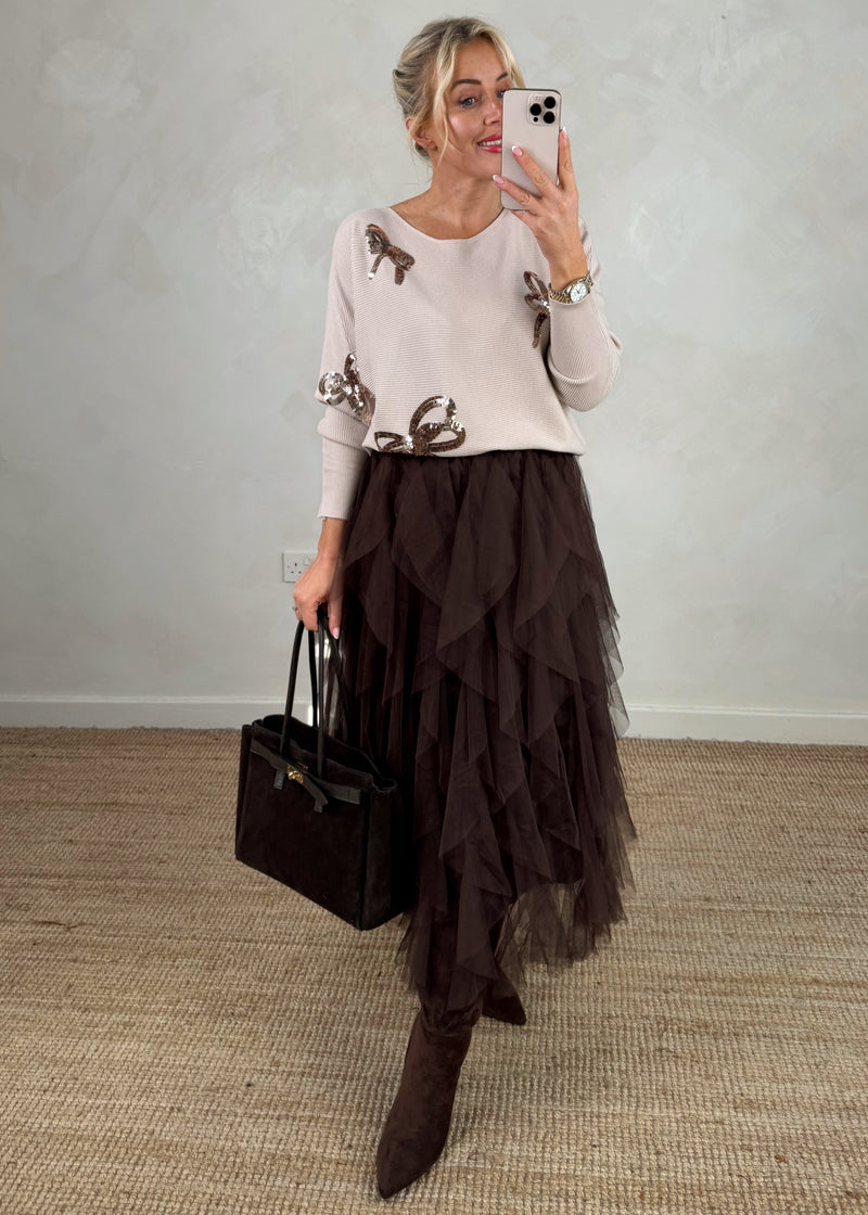 Ribbed bow knit - blush-The Style Attic