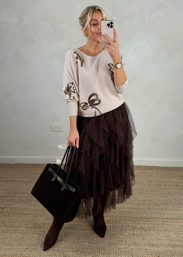 Ribbed bow knit - blush-The Style Attic