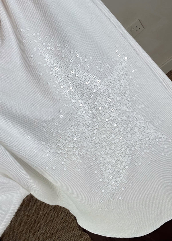 Ribbed star knit - winter white-The Style Attic