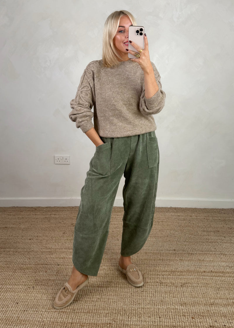 Ribbed velour Moda pants - merlot-The Style Attic