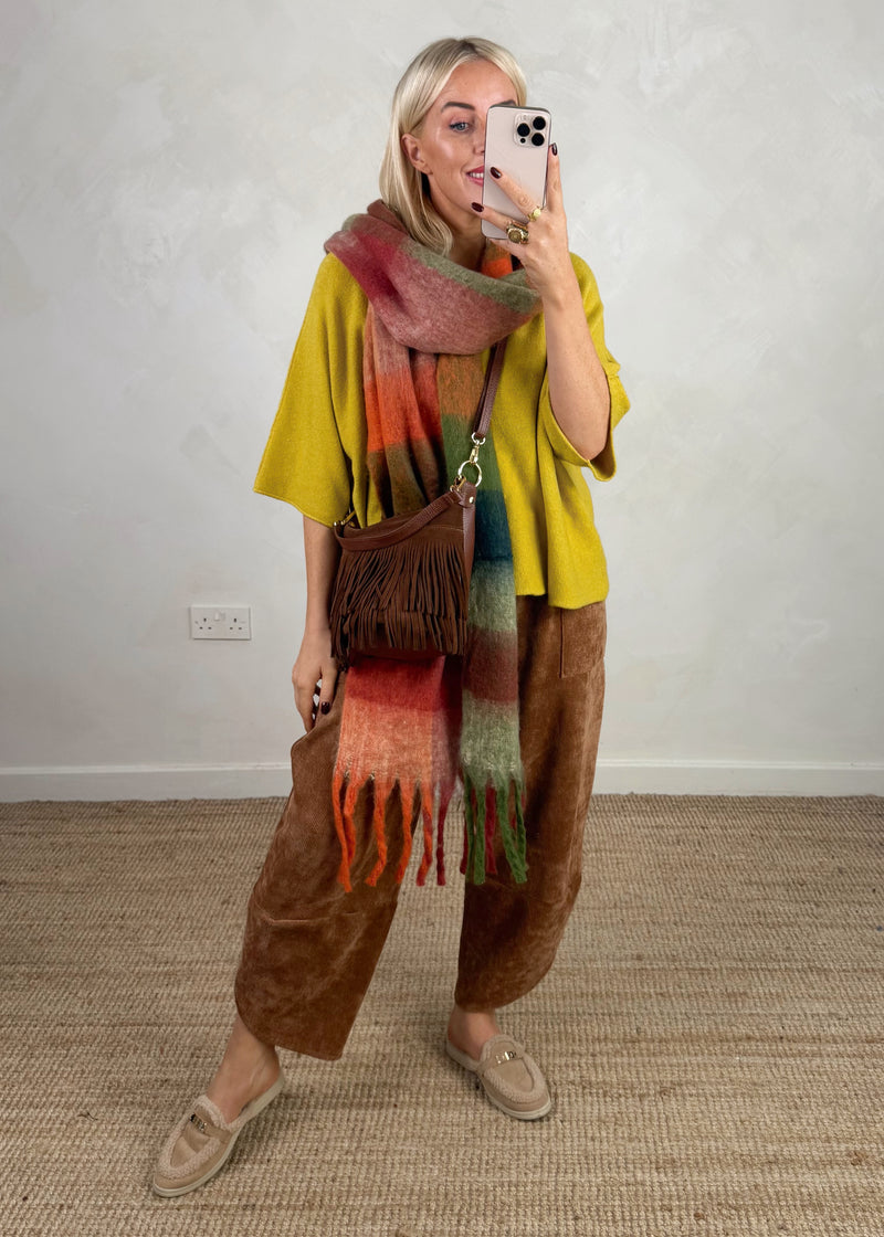 Ribbed velour Moda pants - tan-The Style Attic