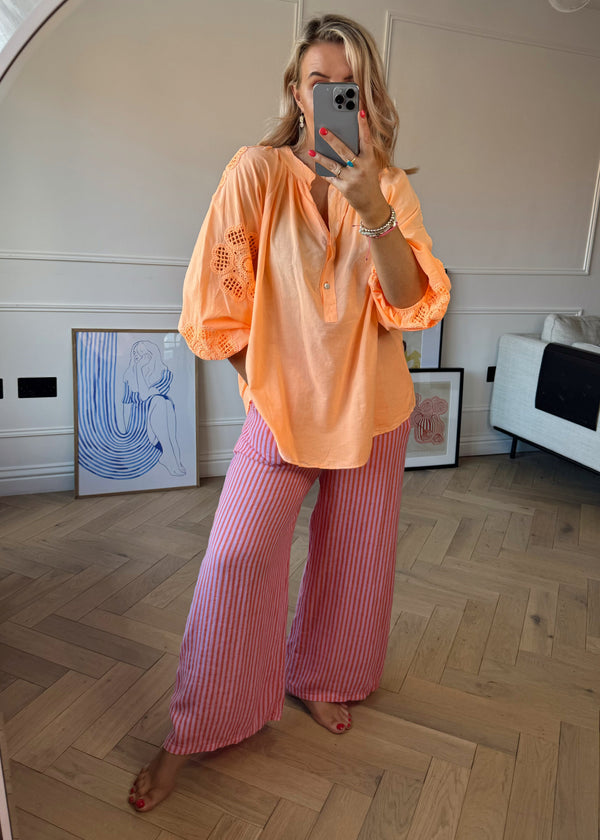 Rica embroidered blouse - neon orange-The Style Attic