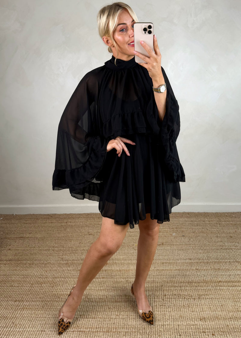 Rizz cape dress - black-The Style Attic
