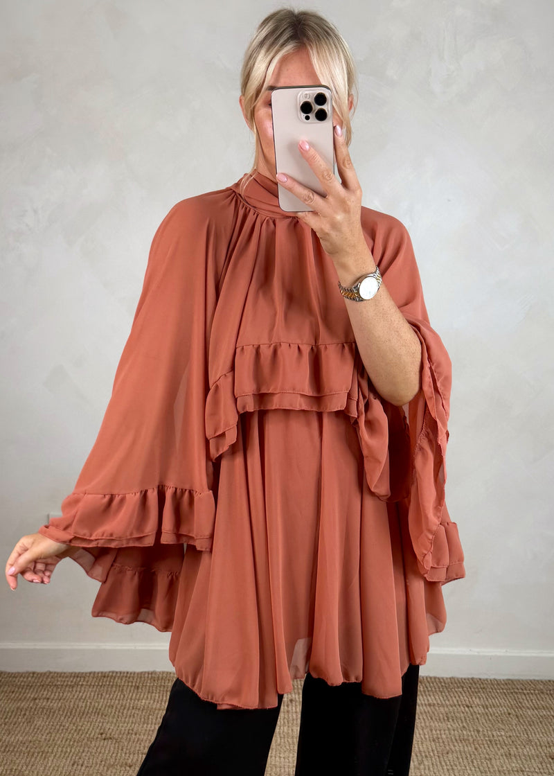 Rizz cape dress - terracotta-The Style Attic