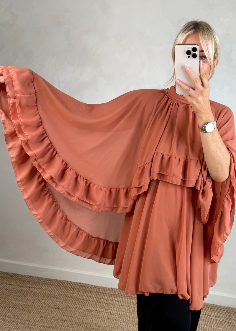 Rizz cape dress - terracotta-The Style Attic