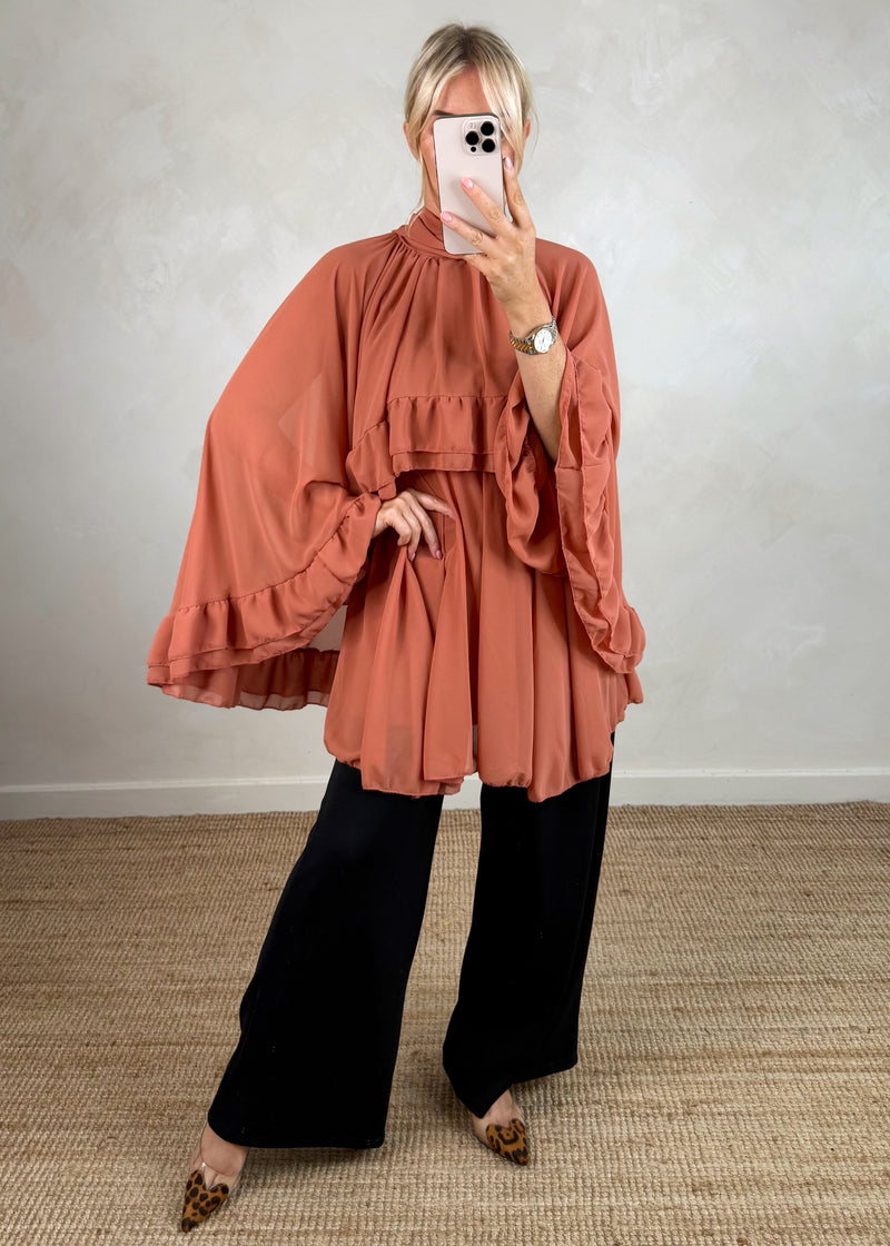 Rizz cape dress - terracotta-The Style Attic
