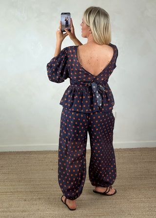 Robyn polka dot trouser - Navy-The Style Attic