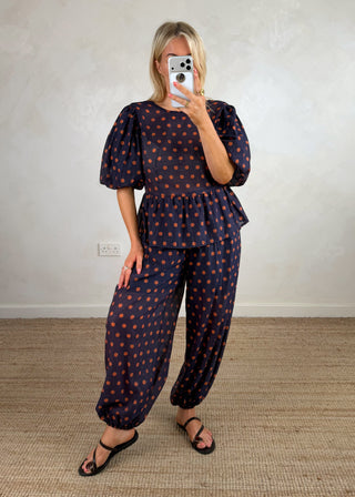 Robyn polka dot trouser - Navy-The Style Attic
