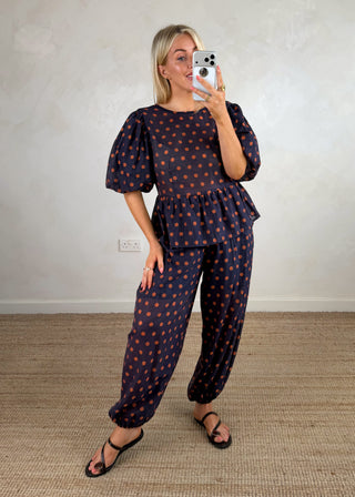 Robyn polka dot trouser - Navy-The Style Attic