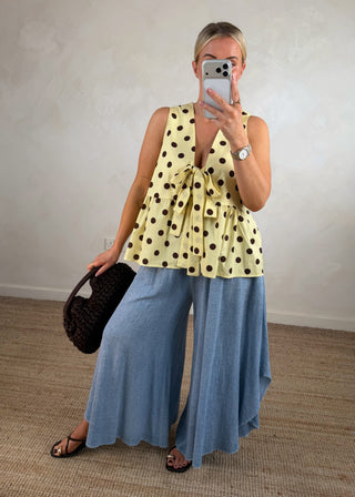 Roma linen culotte - Powder blue-The Style Attic