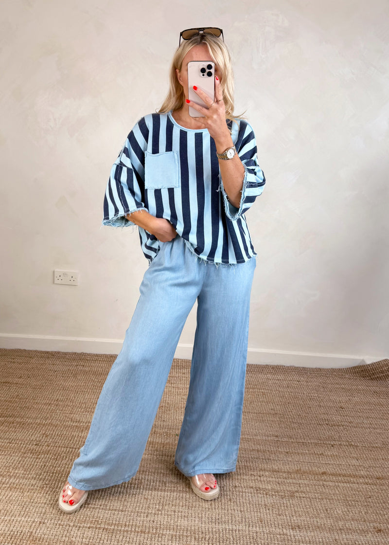 Romie striped sweater - blue-The Style Attic