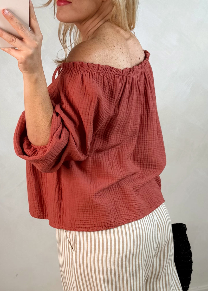 Rosalie tie top - cinnamon-The Style Attic