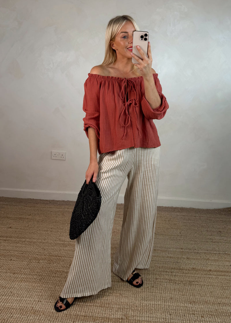 Rosalie tie top - cinnamon-The Style Attic