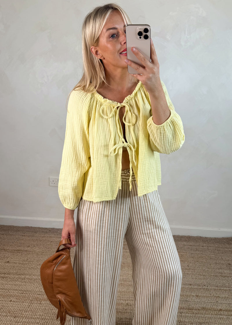 Rosalie tie top - lemon-The Style Attic