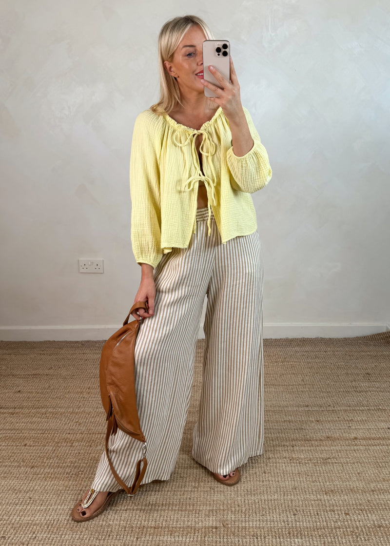 Rosalie tie top - lemon-The Style Attic