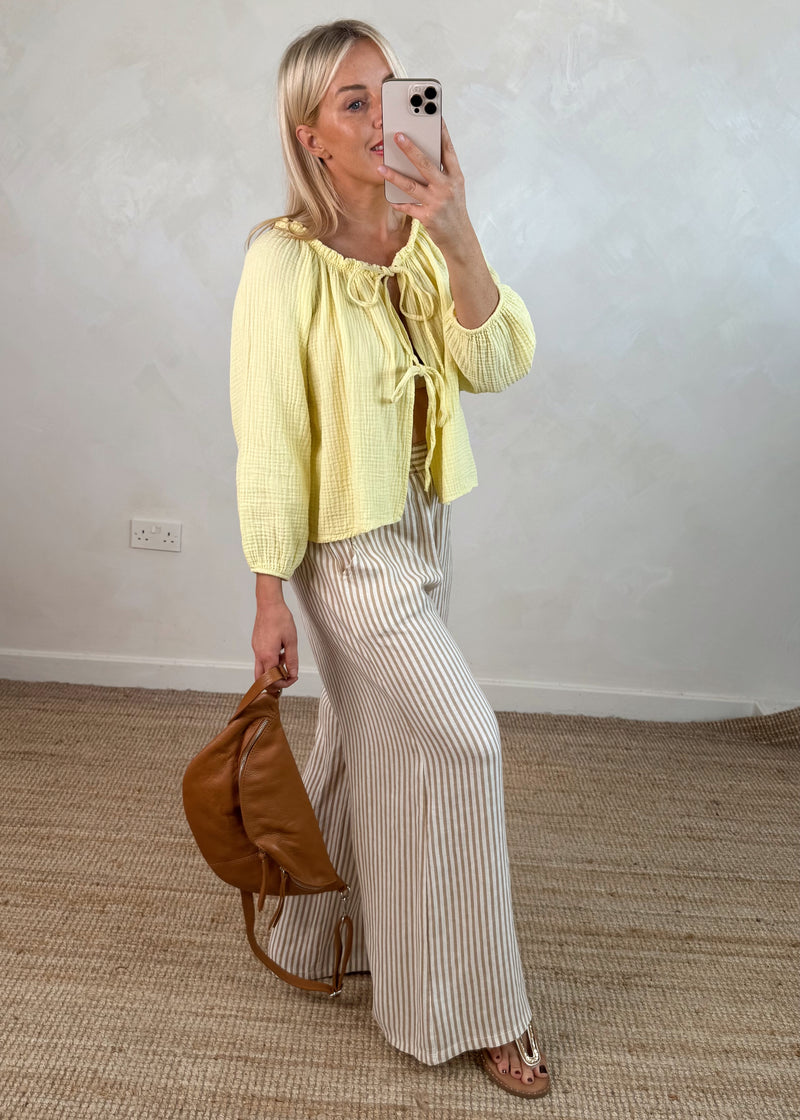 Rosalie tie top - lemon-The Style Attic