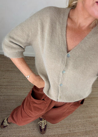 Rose button knit - Camel-The Style Attic