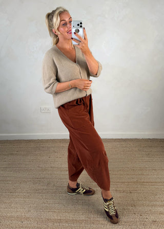 Rose button knit - Camel-The Style Attic