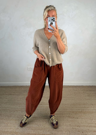 Rose button knit - Camel-The Style Attic