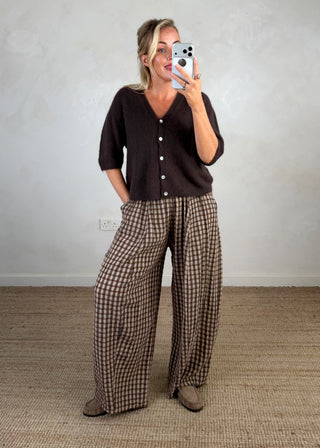 Rose button knit - Chocolate-The Style Attic