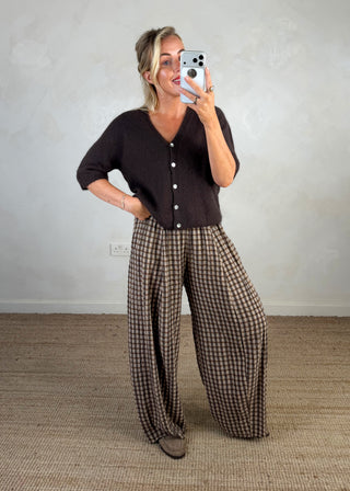 Rose button knit - Chocolate-The Style Attic
